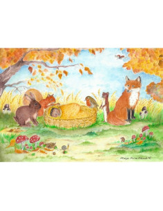 Ansichtkaart herfst baby Margo Heine