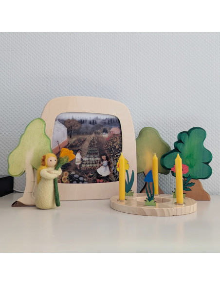 Vilten bloemenfee geel