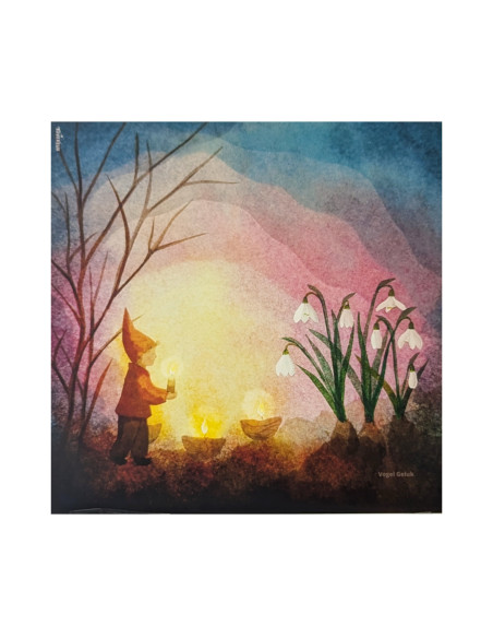 Sneeuwklok kabouter plaat voor seizoenslamp Vogel Geluk