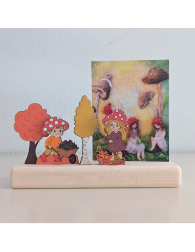 Paddestoel vriendje kruiwagen steker