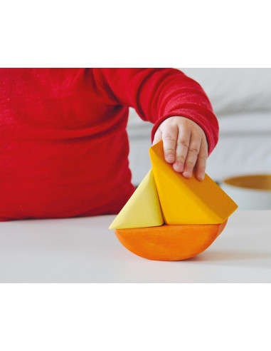 Stapelbaar zeilbootje geel