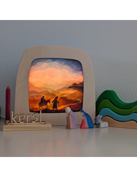 Jozef en Maria onderweg plaat voor seizoenslamp Vogel Geluk