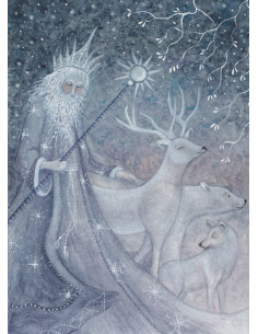 Ansichtkaart koning winter Bijdehansje