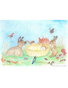 Ansichtkaart baby bezoek Margo Heine