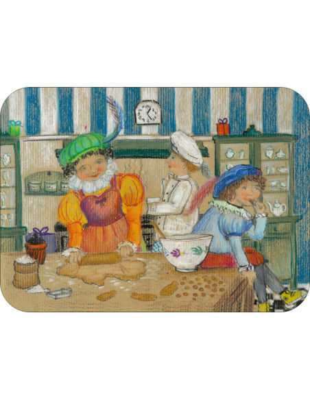 Ansichtkaart pepernoten bakken Kirsten Beuker