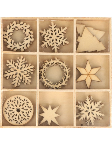 Houten mini kerstfiguurtjes set