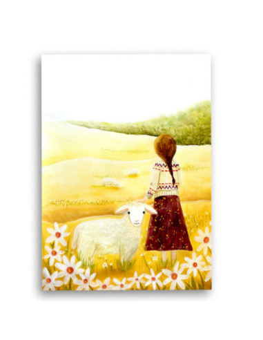 Ansichtkaart lente schaap Esther Bennink