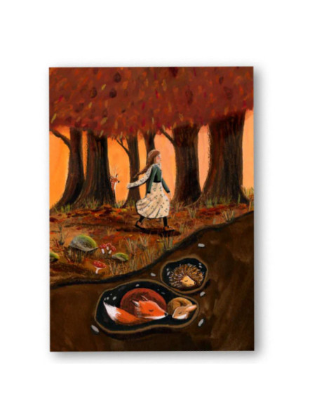 Ansichtkaart herfst holletje Esther Bennink