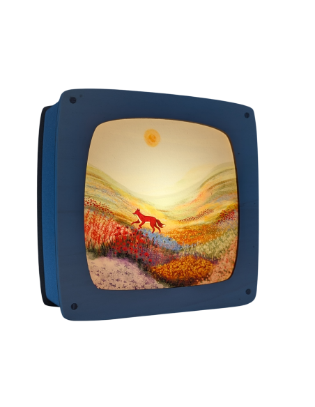 Vos in weide plaat voor seizoenslamp Hannah illustreert