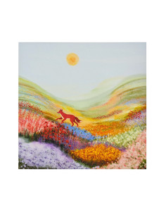 Vos in weide plaat voor seizoenslamp Hannah illustreert