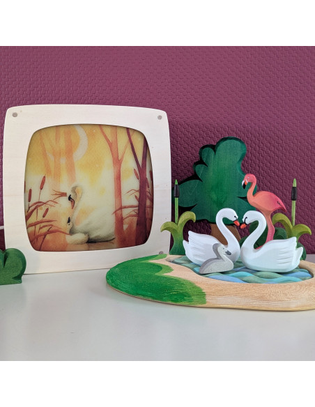 Zwanen plaat voor in seizoenslamp Margriet van der Berg