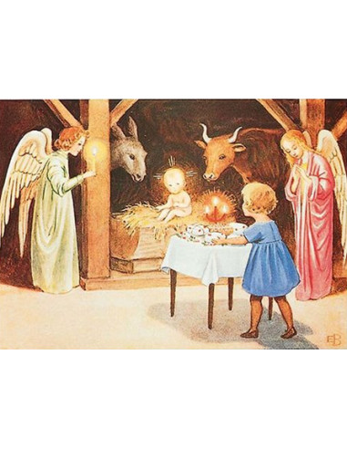 Ansichtkaart kerststal Elsa Beskow