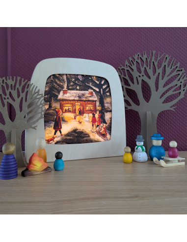 Winters huis plaat voor seizoenslamp Esther...