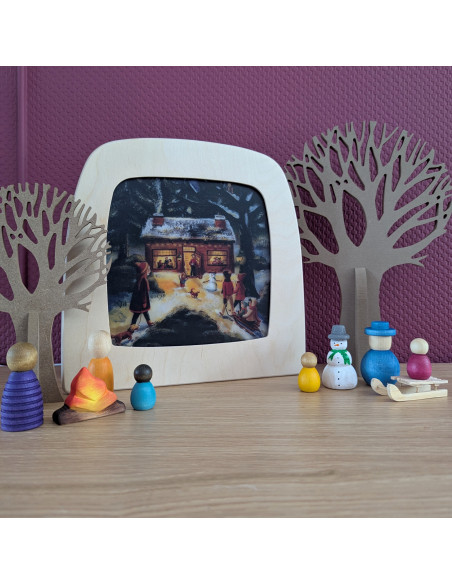 Winters huis plaat voor seizoenslamp Esther Bennink