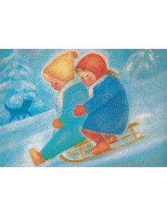 Ansichtkaart sleeën Ruth Elsässer