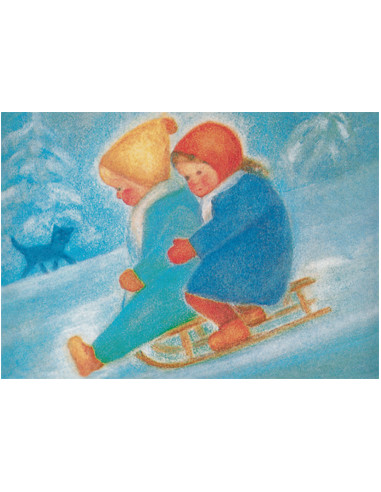 Ansichtkaart sleeën Ruth Elsässer