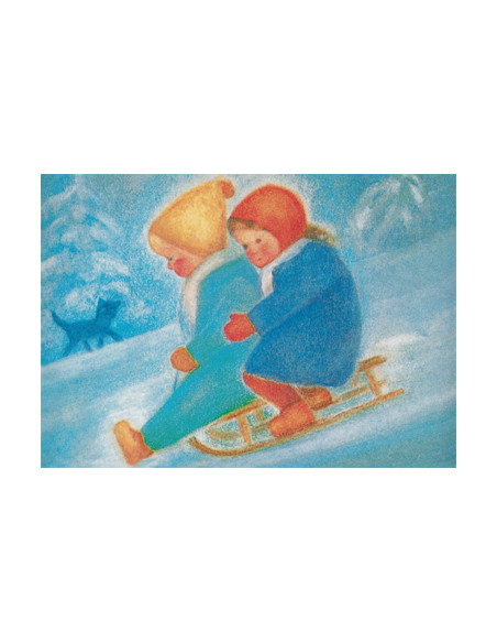 Ansichtkaart sleeën Ruth Elsässer