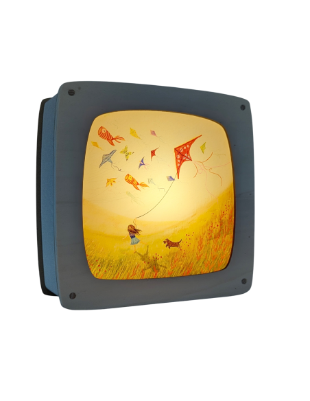 Vliegeren plaat voor seizoenslamp Hannah illustreert