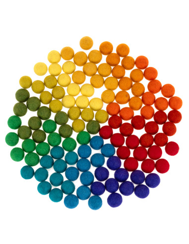 Vilten ballen regenboog 2 cm