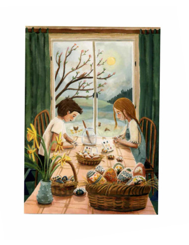 Ansichtkaart eieren schilderen Esther Bennink