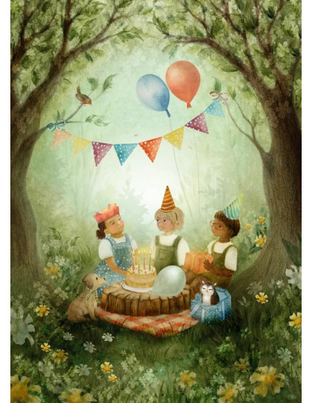 Ansichtkaart feest Bijdehansje