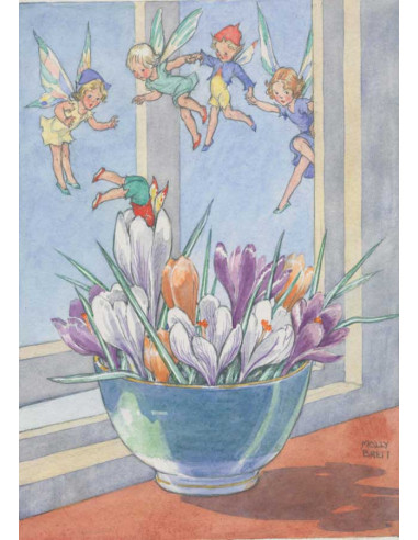 Ansichtkaart krokus elfjes Molly Brett