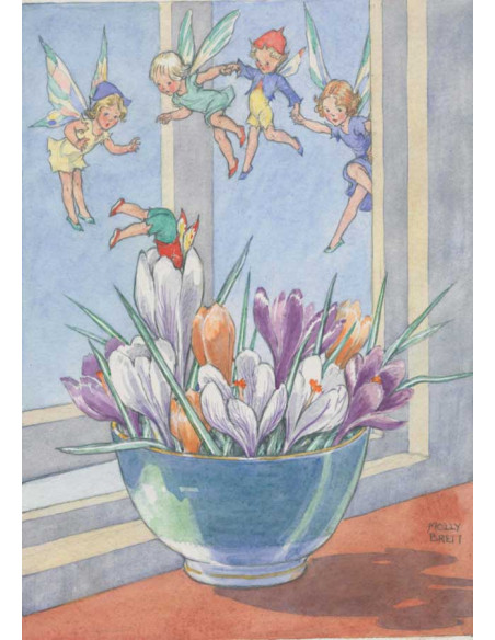 Ansichtkaart krokus elfjes Molly Brett