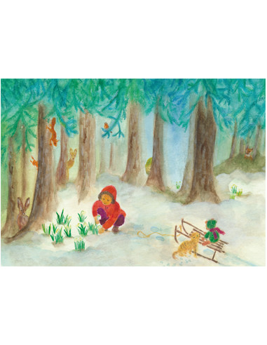 Ansichtkaart sneeuwklokjes plukken Anke...