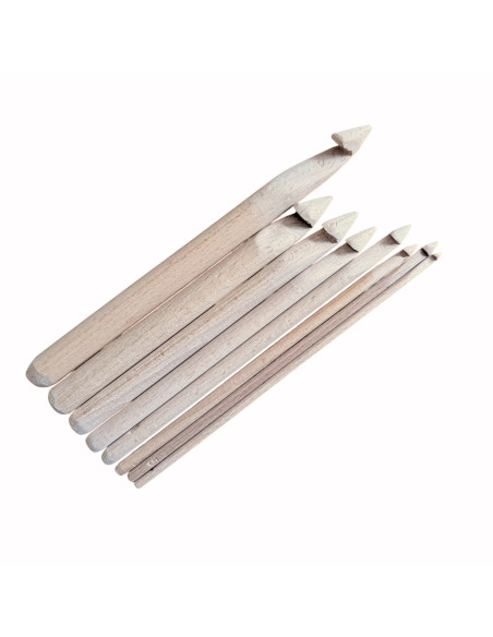 Houten Haaknaalden ambachtelijke 8 delige Set (4 t/m 16 mm)