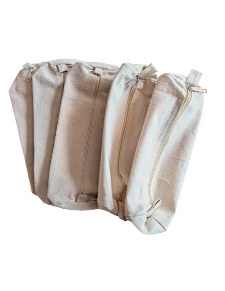 Blanco Katoenen Etuis met Rits (Set van 5)