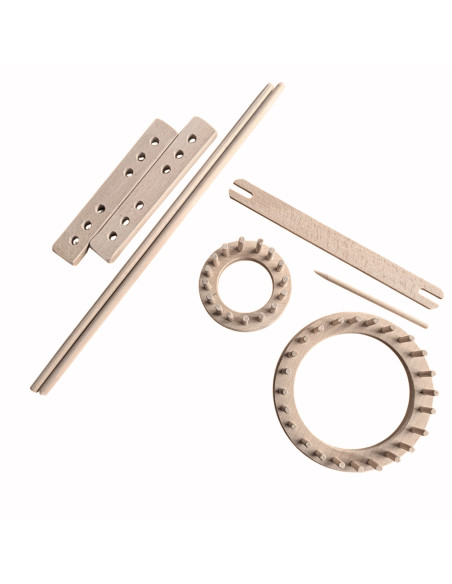 Houten Weefset 2-in-1 (Ronde Weefringen & Mini Weefframe)