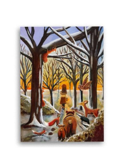 Ansichtkaart winterbos Esther Bennink