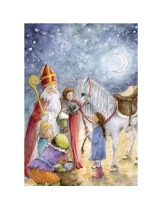 Ansichtkaart Sinterklaasbezoek Margo Heine