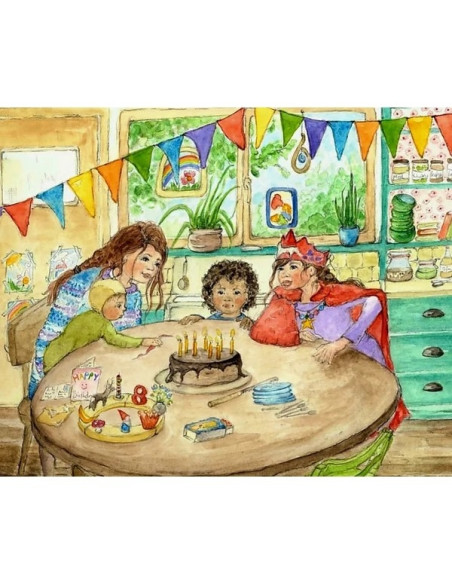 Ansichtkaart verjaardagsfeestje Margo Heine