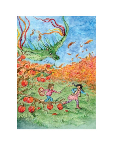 Ansichtkaart herfst vliegeren Margo Heine