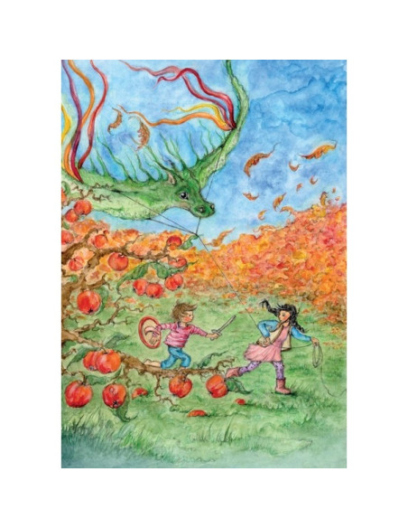Ansichtkaart herfst vliegeren Margo Heine