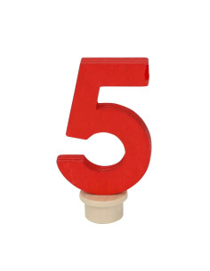 Cijfer 5 rood steker