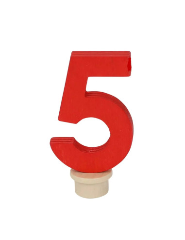 Cijfer 5 rood steker