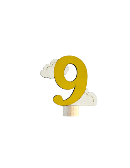 Cijfer 9 met wolk steker