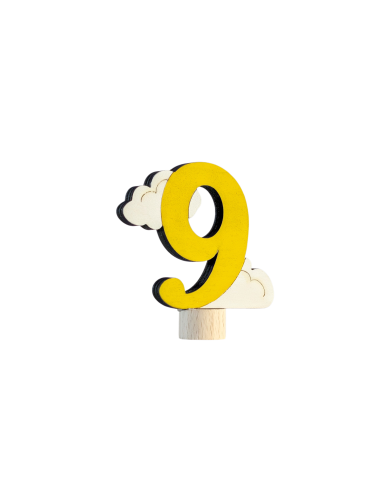 Cijfer 9 met wolk steker