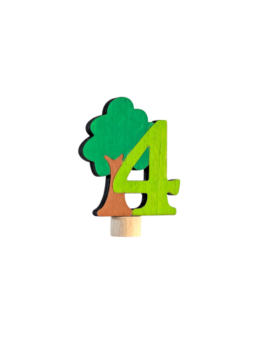Cijfer 4 met boom steker