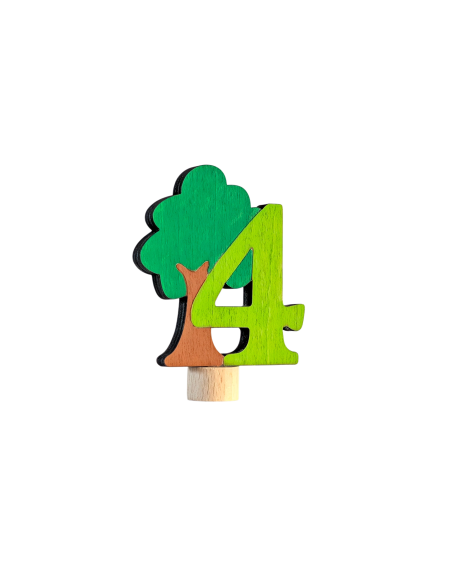 Cijfer 4 met boom steker