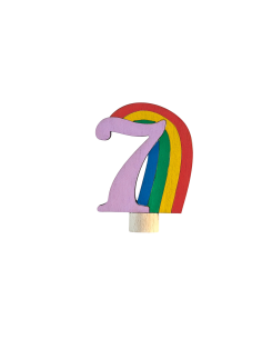 Cijfer 7 met regenboog steker