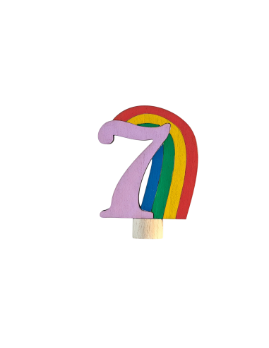Cijfer 7 met regenboog steker