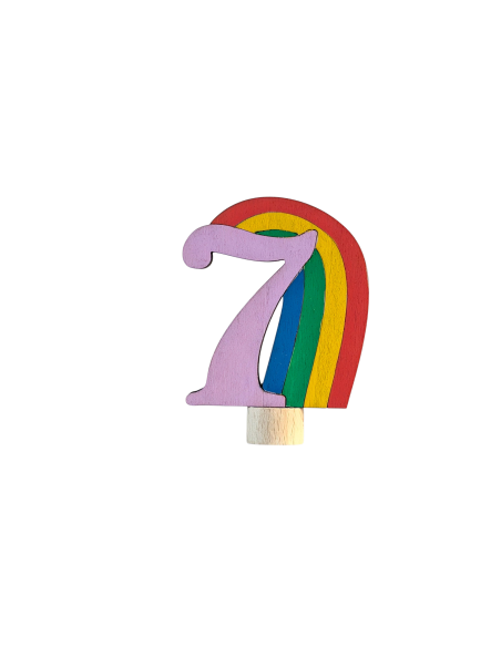 Cijfer 7 met regenboog steker