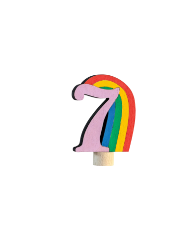 Cijfer 7 met regenboog steker