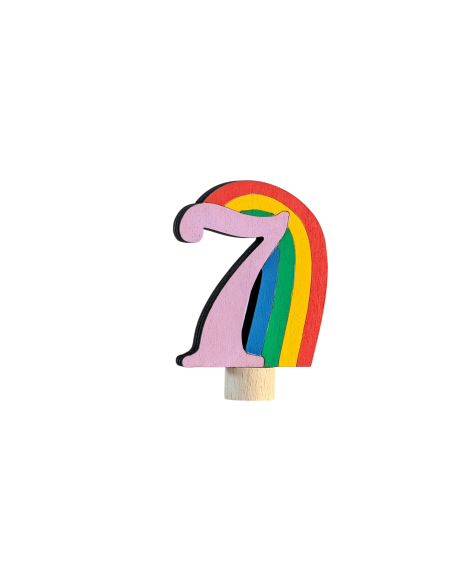 Cijfer 7 met regenboog steker