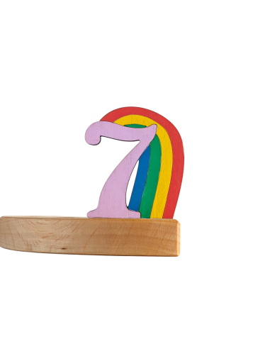 Cijfer 7 met regenboog steker