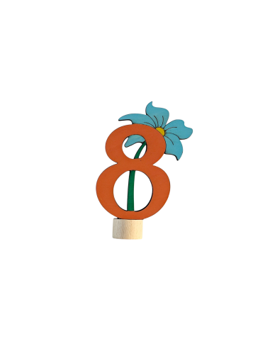 Cijfer 8 met bloem steker