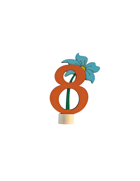 Cijfer 8 met bloem steker